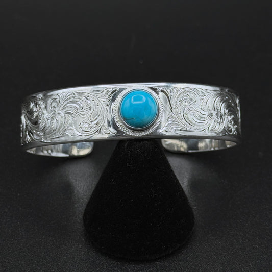 5/8" Sterling Cuff with 10mm Kingman Turquoise