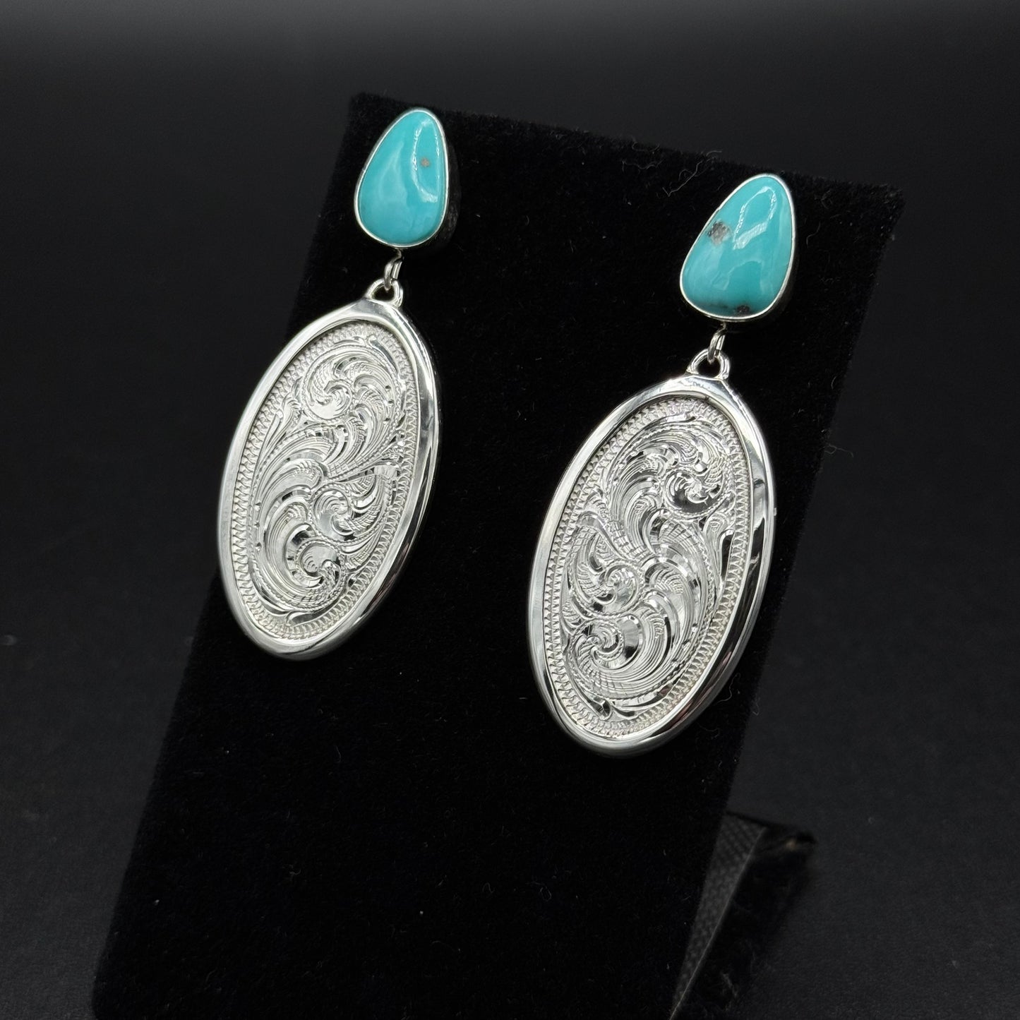 Turquoise Oval Post Back Earrings