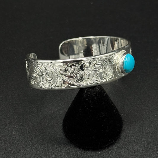 5/8" Sterling Cuff with 10mm Kingman Turquoise