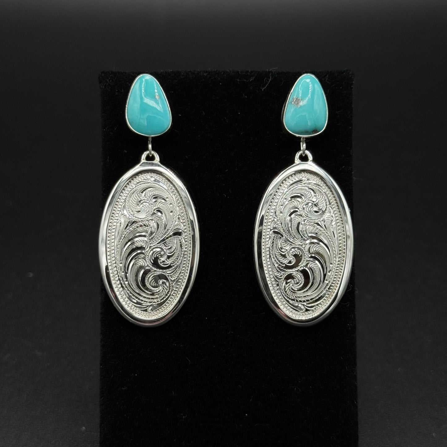 Turquoise Oval Post Back Earrings
